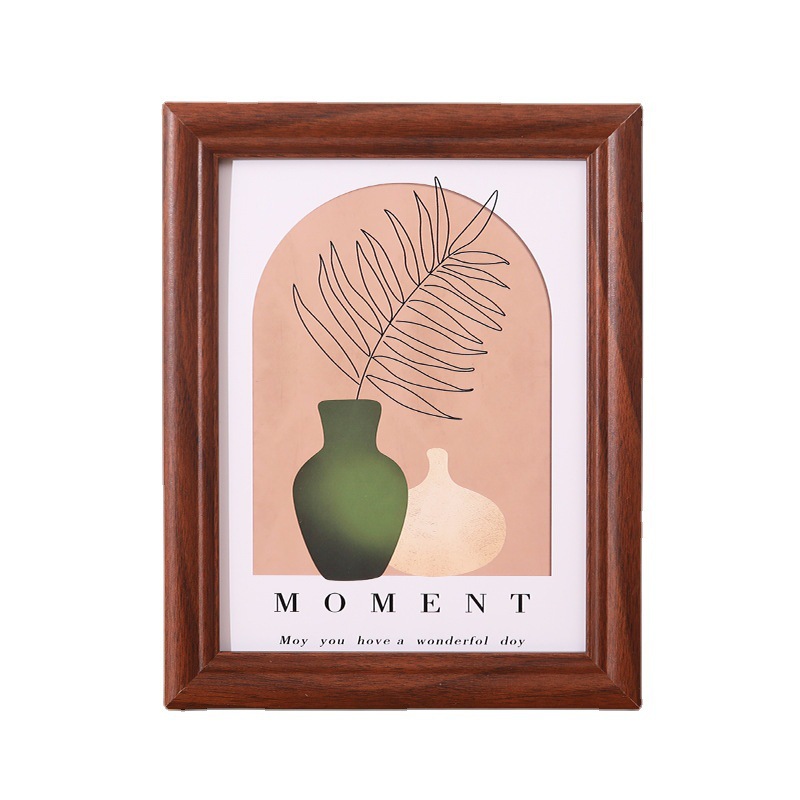Decoraciones para el hogar de 6 pulgadas marco de fotos de madera pedestal de soporte de sala de estar rectangular arte foto simple marco de madera marco