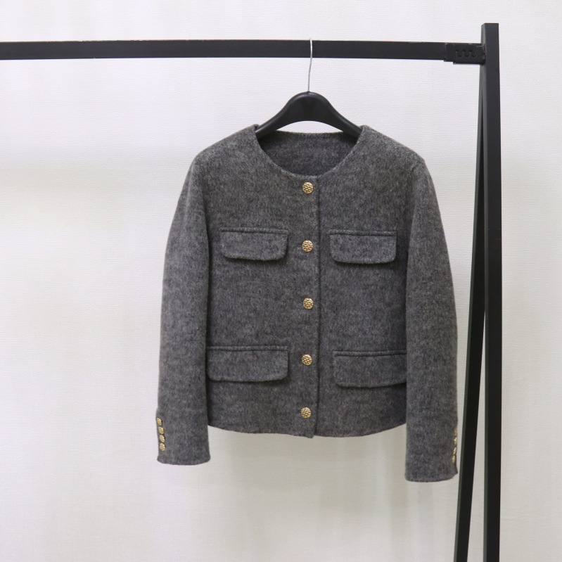 Women's Clothing Welfare style double faced wool coat for women short woolen coat small size high end sense of fashion slim fit_voghion.com