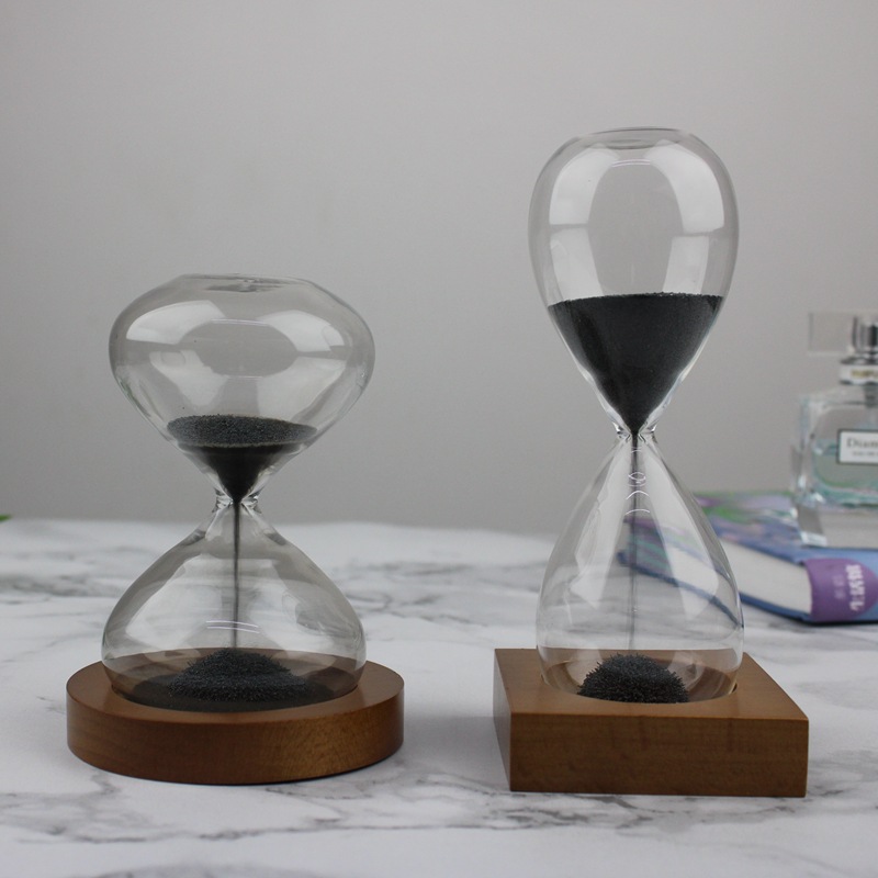 厂家生产磁铁沙漏爆炸开花计时器榉木底座印logo批发定制时间款|ms