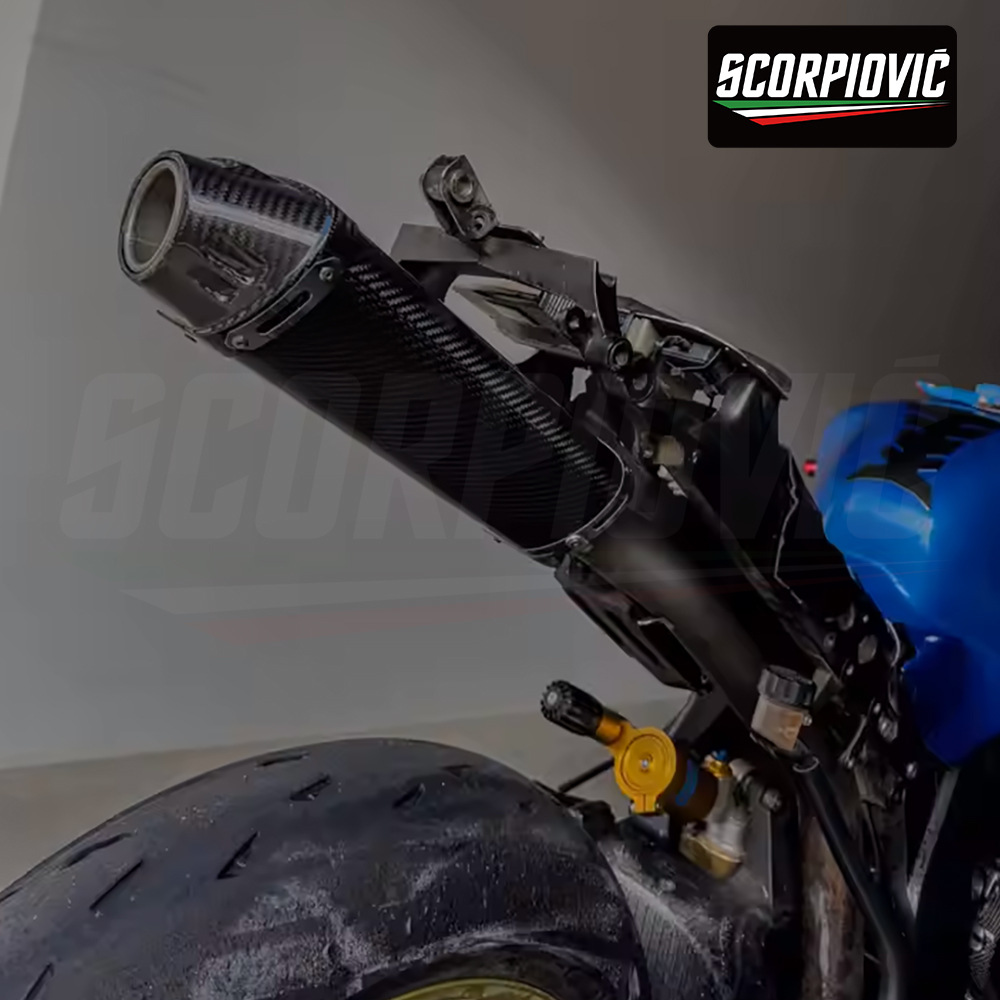 CBR600RR F5 stainless steel split mid-section exhaust pipe set with carbon fiber tail section silencer, non-destructive installation