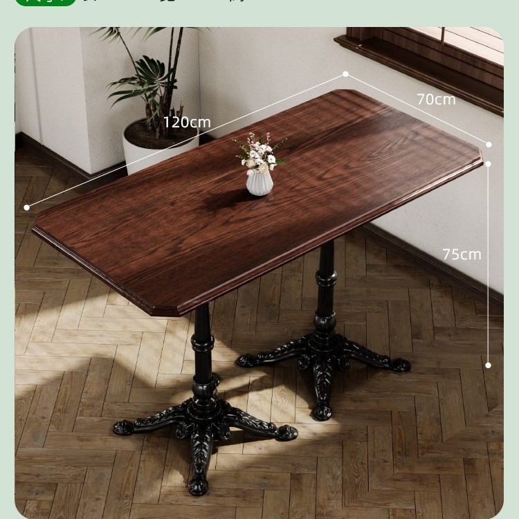 Mesa y silla de cafetería americana retro francesa panadería de comida ligera dulces tienda de azúcar y agua bistrona mesa de madera maciza image 43