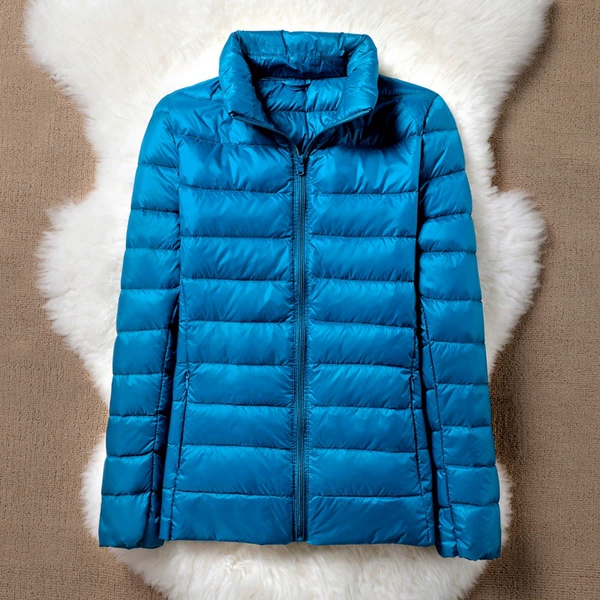 Lake blue standing collar