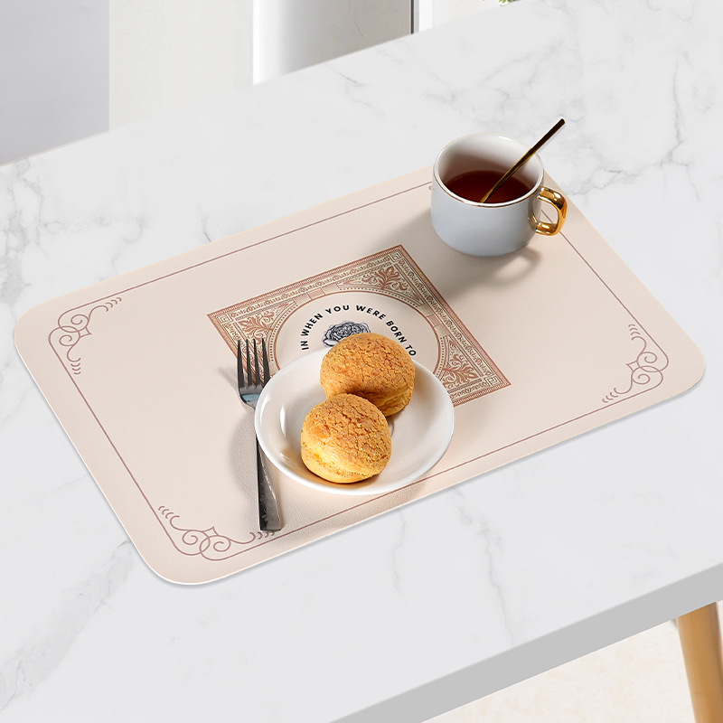 Estera de cuero de lujo ligero nórdico estera de placa antideslizante a prueba de aceite estera de mesa estera de aislamiento térmico estera de tazón antiquemaduras posavasos desechable