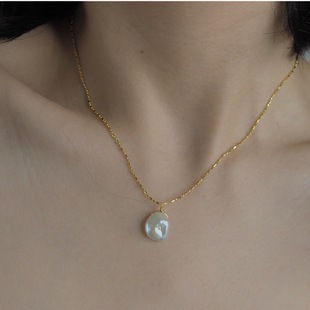 Natural Baroque Petal Special-Shaped Pearl Chain Necklace Simple Clavicle Chain Female Keshi Freshwater Pearl Pendant