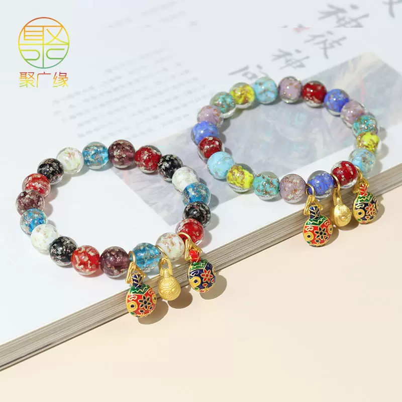 批发夜光手串手链女香灰琉璃吞金兽文玩佛珠旅游景区摆摊热卖饰品