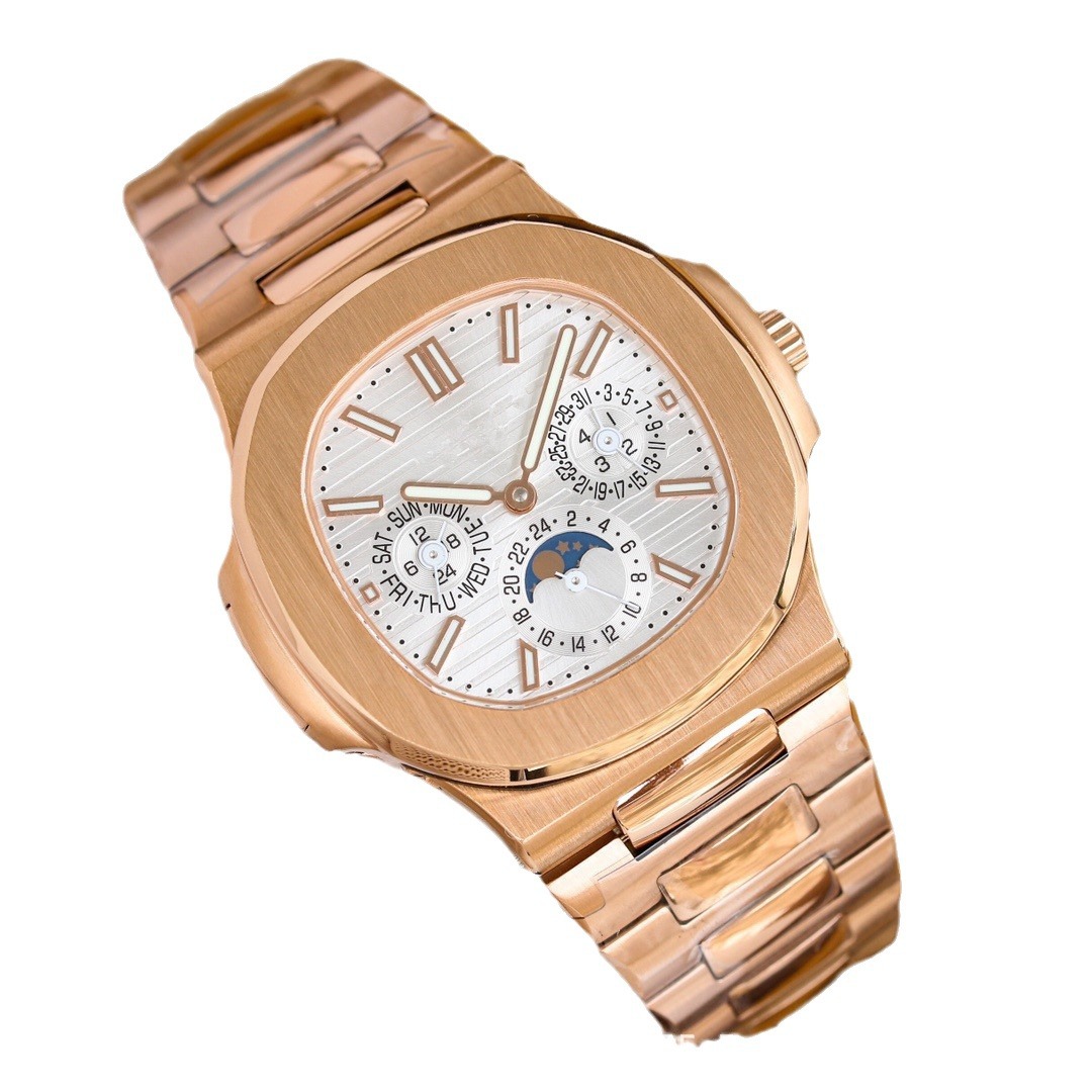 Replica 5726 Nautilus Series Multifunción Reloj mecánico para hombre Calendario Reloj simple de correa de acero de negocios Cronógrafo para hombre