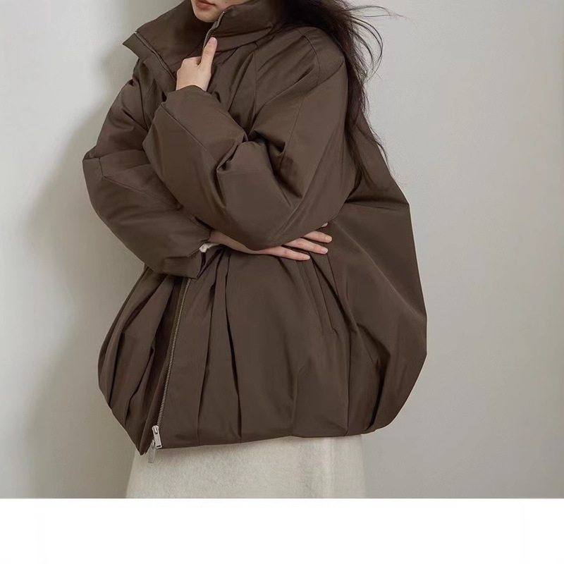 90 White Duck down Stand Collar Bud-Shaped down Jacket for Women Loose Black Thickeneded Short Outwear for Women Source Manufacturer