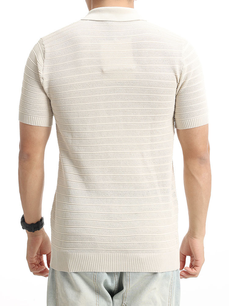 Europa y América transfronterizos hombre hielo de punto polo camisa de manga corta hombre de verano de negocios casual de alto nivel con solapas hombre