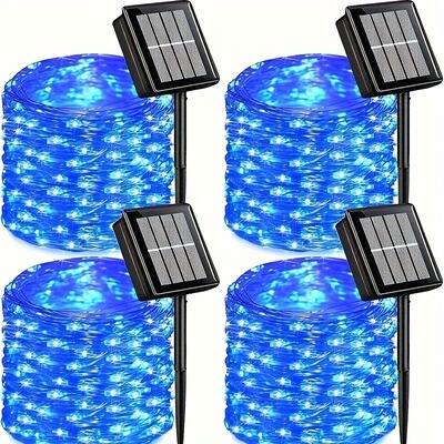 4 Pack Blue Solar Fairy Lights Each 39ft 120 led Solar跨境|ru
