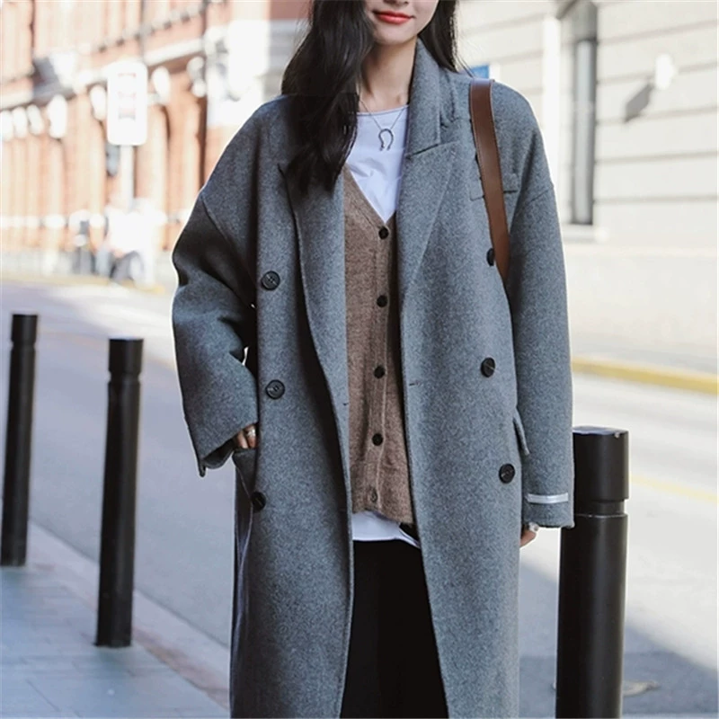 Quality double-sided cashmere woolen coat, increased thickness, oversize