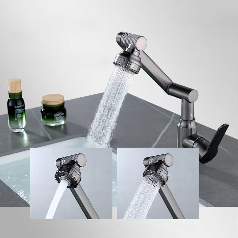 Stainless steel mechanical arm lucky cat bathroom wash basin faucet kitchen household wash basin universal hot and cold water