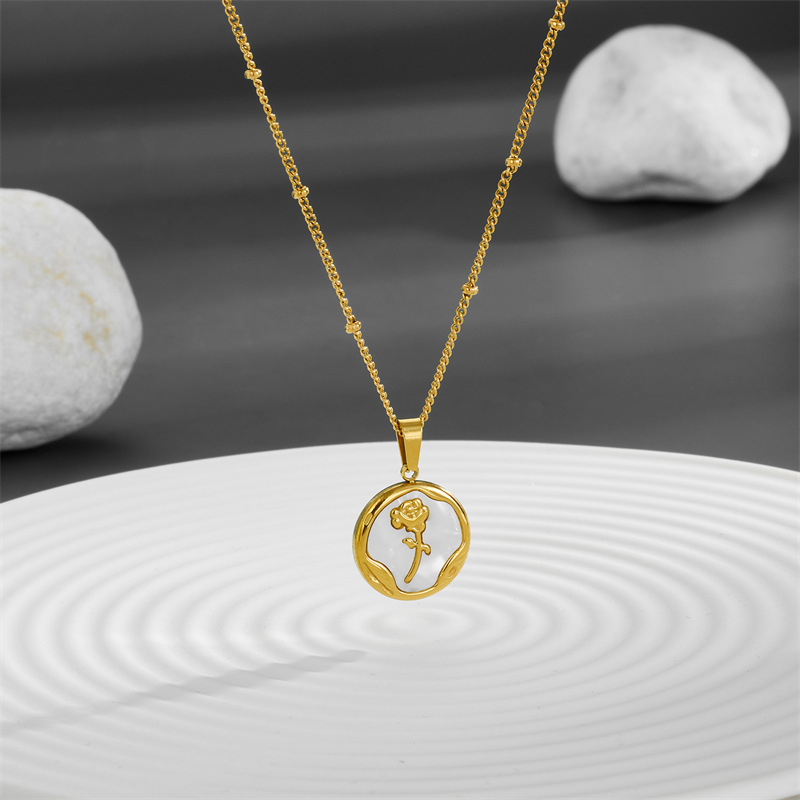 304 Stainless Steel Chain Material 1 Piece Quantity PVD Coated Real Gold Plated 18K Gold Rose Butterfly Titanium Steel Elegant Waterproof Non Tarnish Titanium Steel Pendant Necklace