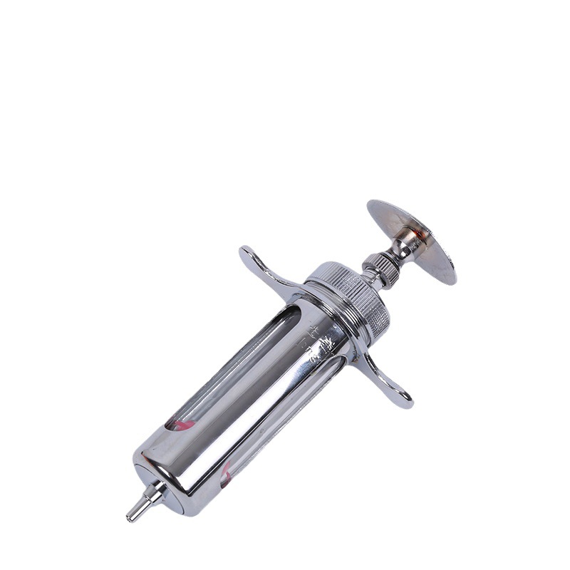 Dispositivo de inyección veterinaria de acero inoxidable animal veterinario vacuna jeringa aguja jeringa de cerdo, ganado y ovejas jeringa de metal