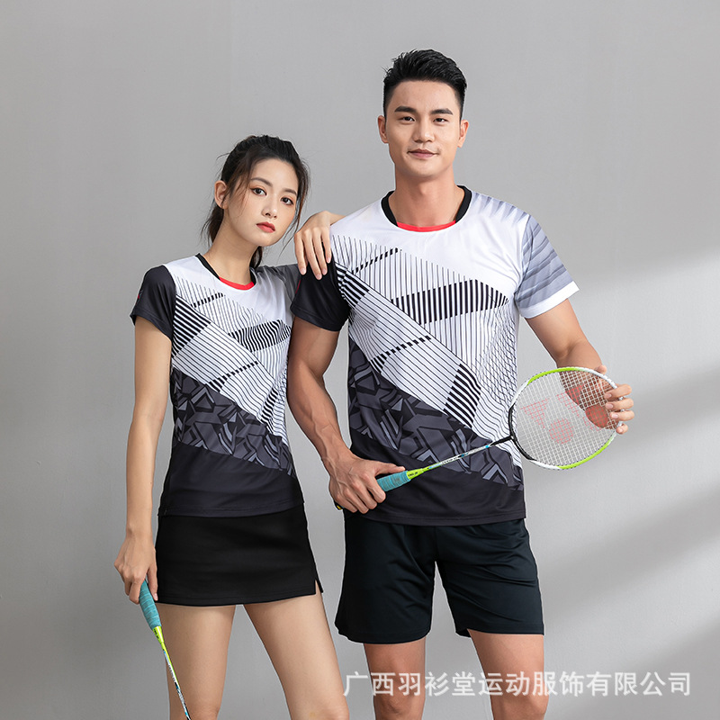 Summer badminton clothes men's design short-sleeved team competition clothes printed sports suit table tennis training clothes women