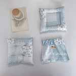 浅蓝色拼布碎花格子韩式ins风方形夹棉餐垫厨房垫拍摄隔热垫杯垫