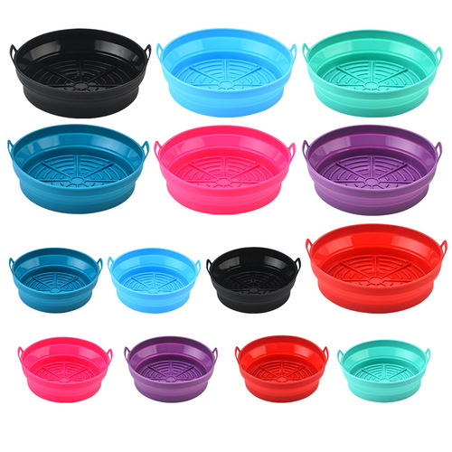 Factory Air Fryer Silicone Baking Tray Household Air Fryer Silicone Mat Creative Foldable Baking Pan Wholesale