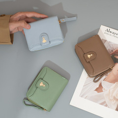 New Women's Wallet Short-Hanging Korean Style Zipper Grid Multi-Card Slot Money Clip Driver's License Multifunctional Large Capacity Bag