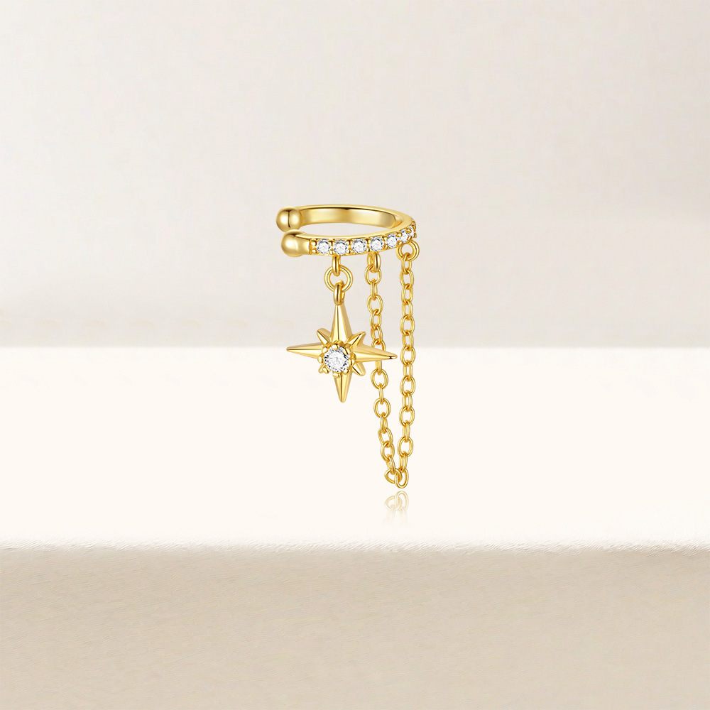 925 Sterling Silver Material 1 Piece 925 Sterling Silver Zircon 925 Sterling Silver Earrings Star Ear Cuffs