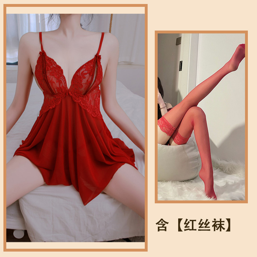 버건디 + 레드 스타킹