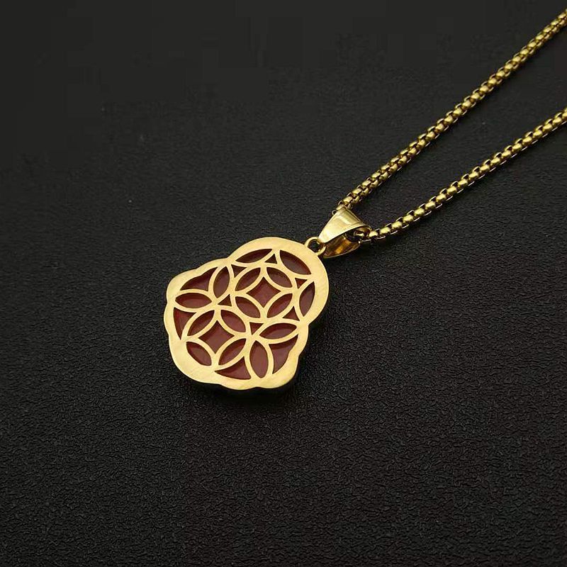 Buddha Pattern Ethnic Style Buddha Stainless Steel Inlay Rhinestones Cat's Eye Stone Unisex Pendant Necklace Men Pendant Necklaces