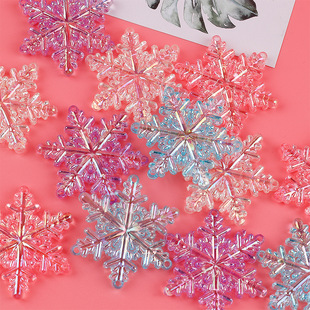 Christmas Decorations Acrylic Transparent Crystal Snowflakes Christmas Tree Pendants Handmade DIY Jewelry Accessories