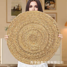 跨境草编客厅装饰地毯大号猫咪玩具磨爪板不掉屑藤编猫窝睡垫地垫