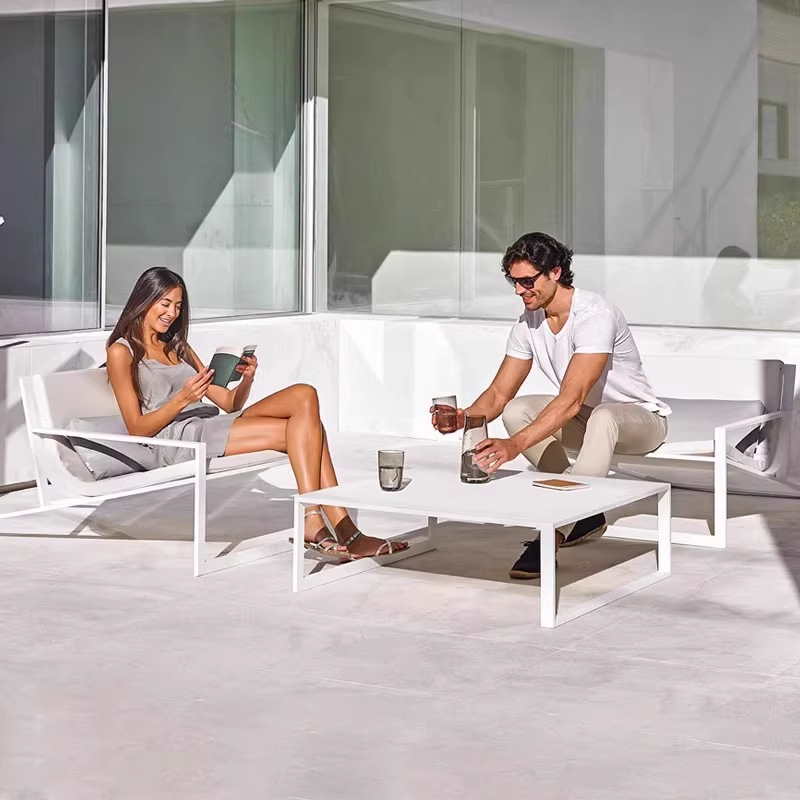 Sofá de ocio al aire libre aleación de aluminio acero inoxidable patio jardín villa al aire libre sala de sol diseñador muebles al aire libre
