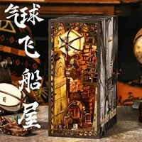 Diy хижина воздушный шар космический корабль модель ретро магия книжная стойка украшения ручной работы деревянный строительный блок игрушка подарок