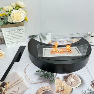 New desktop alcohol fireplace special-shaped crescent stove portable foreign trade real fire heating alcohol indoor fireplace fire