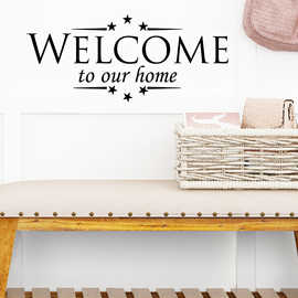 WELCOME入户门箴言跨境可移除客厅沙发家居背景装饰墙贴纸MU4449