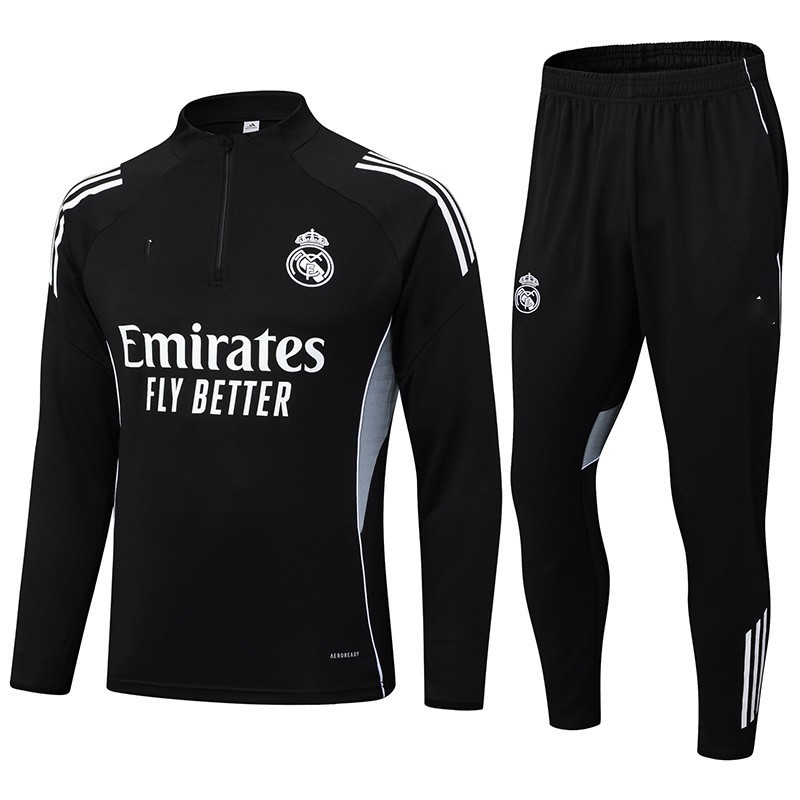 Real Madrid Football Training Suit Long-Sleeved Half-Zip Football Suit Appearance Suit Quick-Drying Running Casual Sportswear Suit