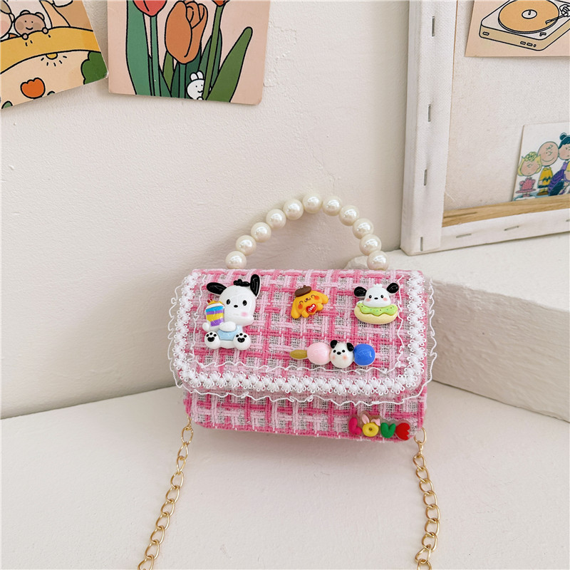 Moda Chanel estilo del todo-fósforo de los niños bolsa de moda de las mujeres de la Tela Escocesa pequeña bolsa cuadrada simple de dibujos animados bebé accesorios bolso bolsa