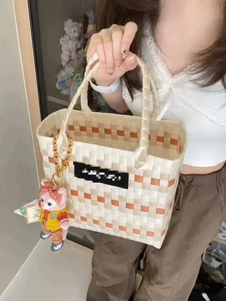 Thai Chiang Mai Basket Woven Bag, Large Capacity, Creative Handmade Commuter Handbag, Casual Tote for Leisure and Travel