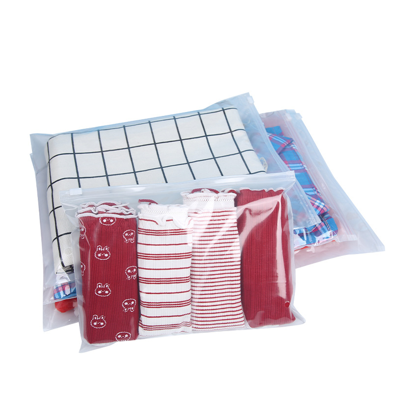 Ropa horizontal bolsa de cremallera ropa esmerilada PE bolsa de embalaje sujetador medias ropa interior bolsa de cremallera bolsa de almacenamiento de ropa interior