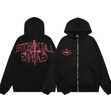 Cross-border American trend Alcatraz Corteiz cross-print zipper hoodie loose hoodie set for sale