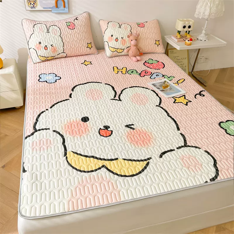 天然乳胶凉席三件套夏季冰丝席双人可水洗折叠席子单人宿舍空调席