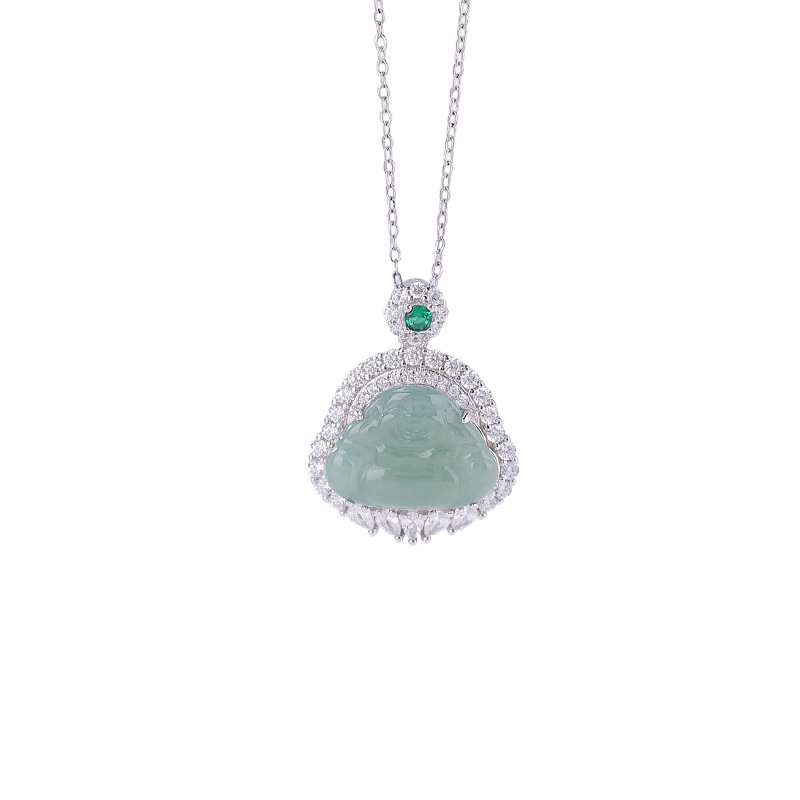 Mặt dây chuyền bạc S925 hình Phật Di Lặc phong cách cổ điển Trung Hoa — Mặt dây chuyền đơn (không có dây chuyền)