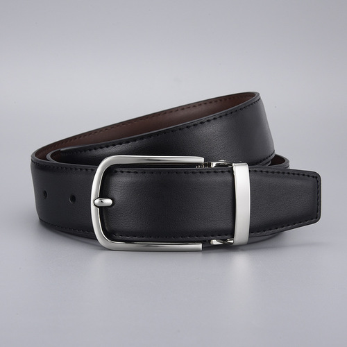 Belt Wholesale Business Pin Buckle Men's Genuine Leather Belt Men's Belt Clip Two-Layer Cow Leather Belt Men's Genuine Leather