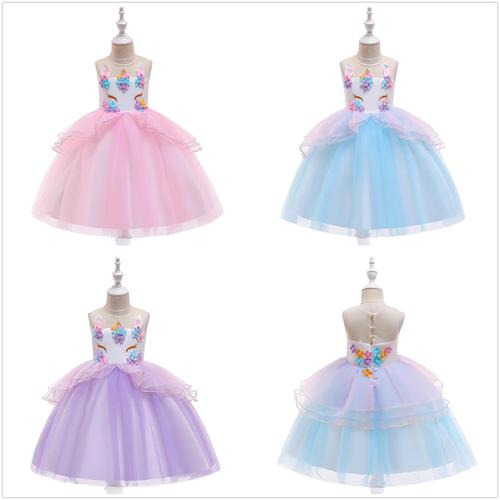 Amazon European and American Children's Dress Gown Costume Unicorn Dress, Children's Halloween Costume Performance Dress