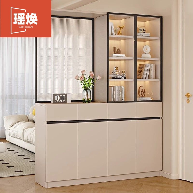 Solid Wood Entrance Cabinet, Shoe Cabinet, Integrated Wall-Mounted Home Door Partition Cabinet, Small Apartment Storage Locker, Door