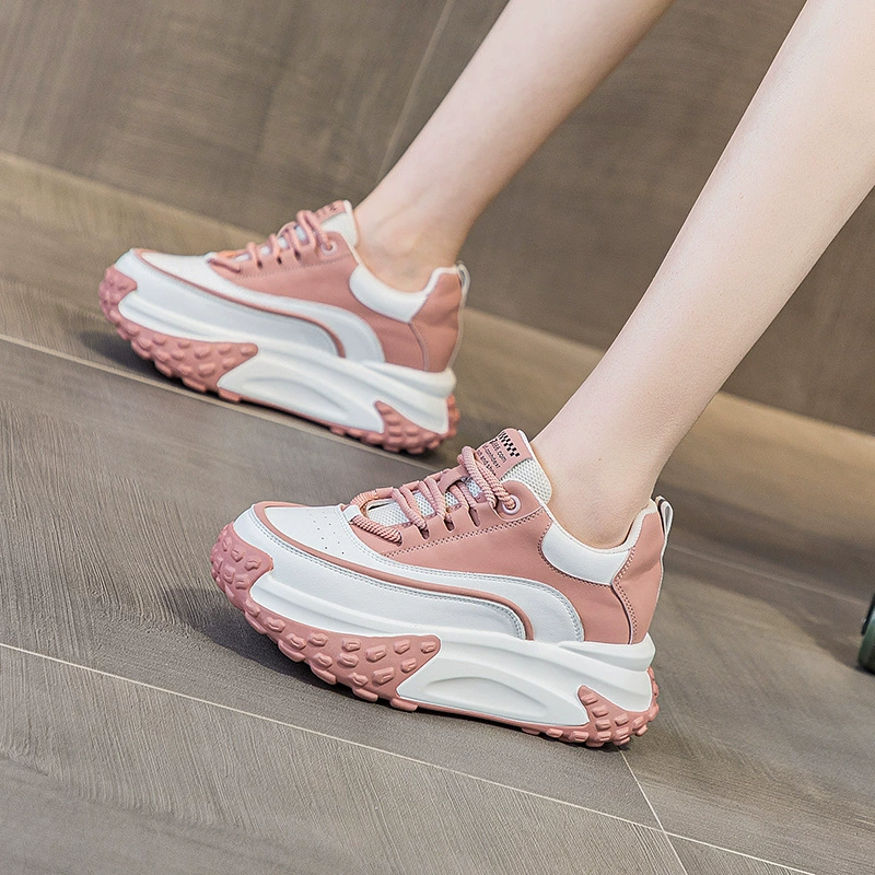 Новые повседневные универсальные женские туфли на танкетке в корейском стиле, модные студенческие туфли, трендовые женские туфли, кроссовки-«папины» (dad shoes) весна 2023