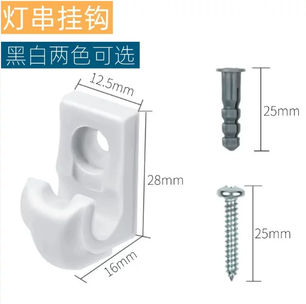 Plastic String Light Hooks for Wall Hanging, Small Hooks, Screw-In Hooks, Plant Hanging Basket Disposable Hooks