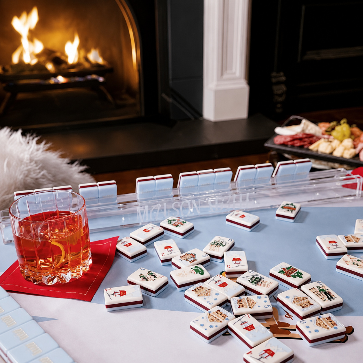 American Mahjong No. 38 Light Blue Ski Acrylic Mahjong American English Number Mahjong Personalized Mahjong
