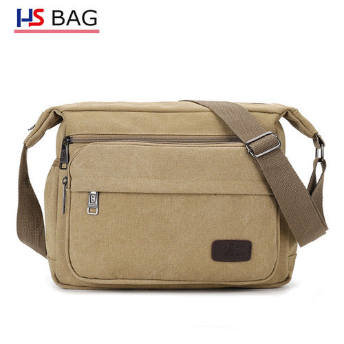 Men's Large Capacity Canvas Single Shoulder Bag Business Travel Multi-layer Men's Crossbody Bag Outdoor Leisure New Korean Style Backpack