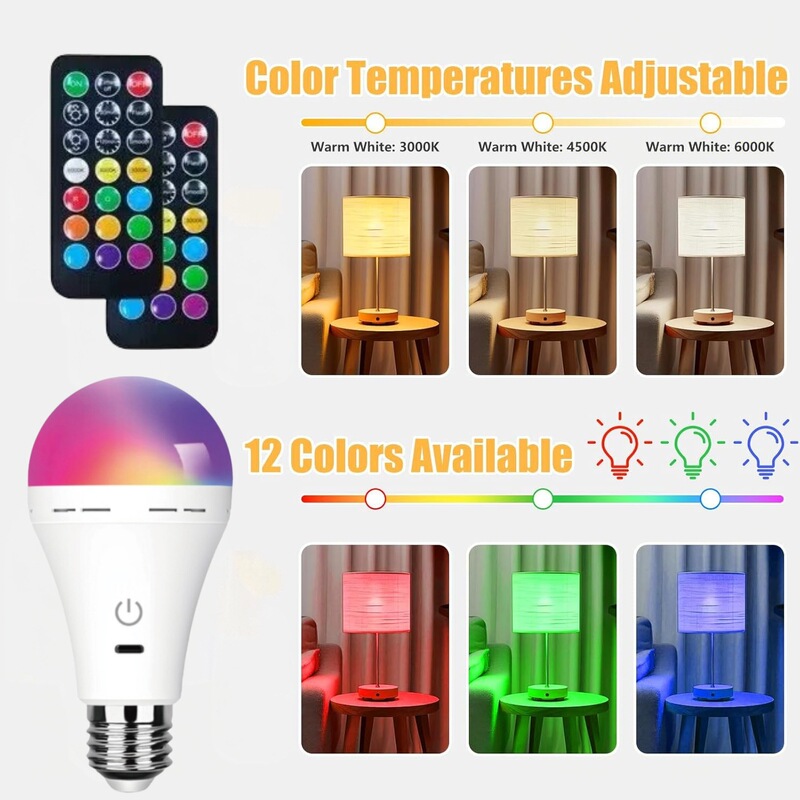 New Wireless Bulb Magnetic Wall Light Source Bulb Battery Powered Seven-Color + Rgb Bulb Remote Control Switch