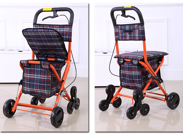 Folding Seat Shopping Mobility Scooter for Elderly, Suitable for Seating, Pushing, Climbing Stairs, Grocery Shopping, Leisure, and Assisting with Walking