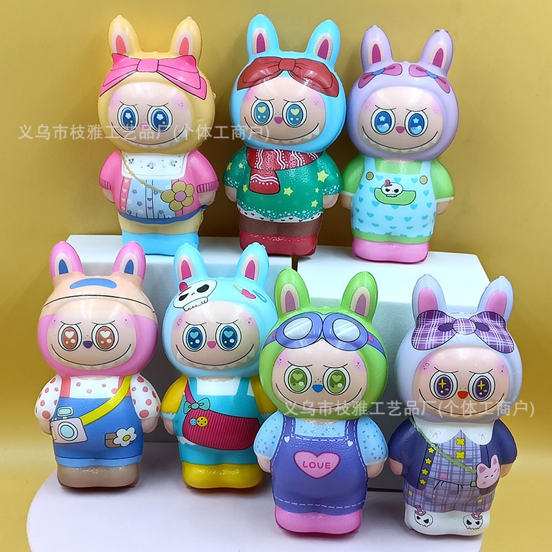 10cm 꽃무늬 스탠딩 라부부(메쉬포켓 포함) 혼합모