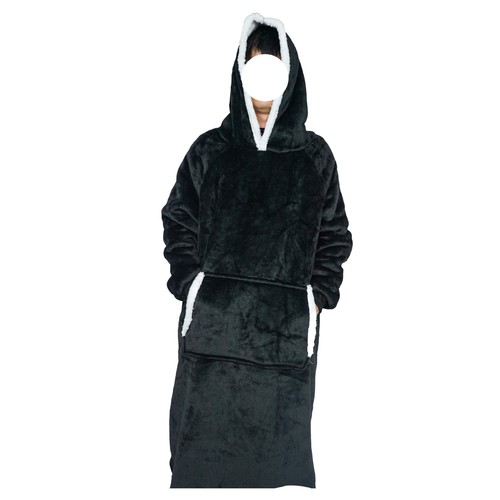 European and American Style Long and Thick TV Blanket, TV Throw, Extended Robe, Couple and Parent-Child Home Suit, Hooded Pajamas