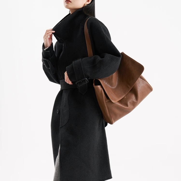 Bolsa de cartero retro de piel blanda de un solo hombro bolsa de cuero de alta capacidad bolsa de cuero de mujer de cercanías