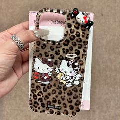 かわいいヒョウ柄kitty猫iPhone16pro/14/13/12携帯ケースseアップルxr/xsmax78p
